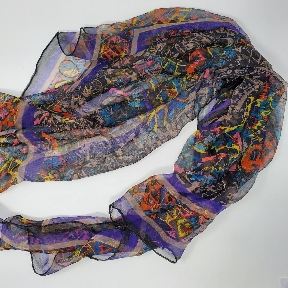 Sheer Colorful Scarf - Picture 7 of 11